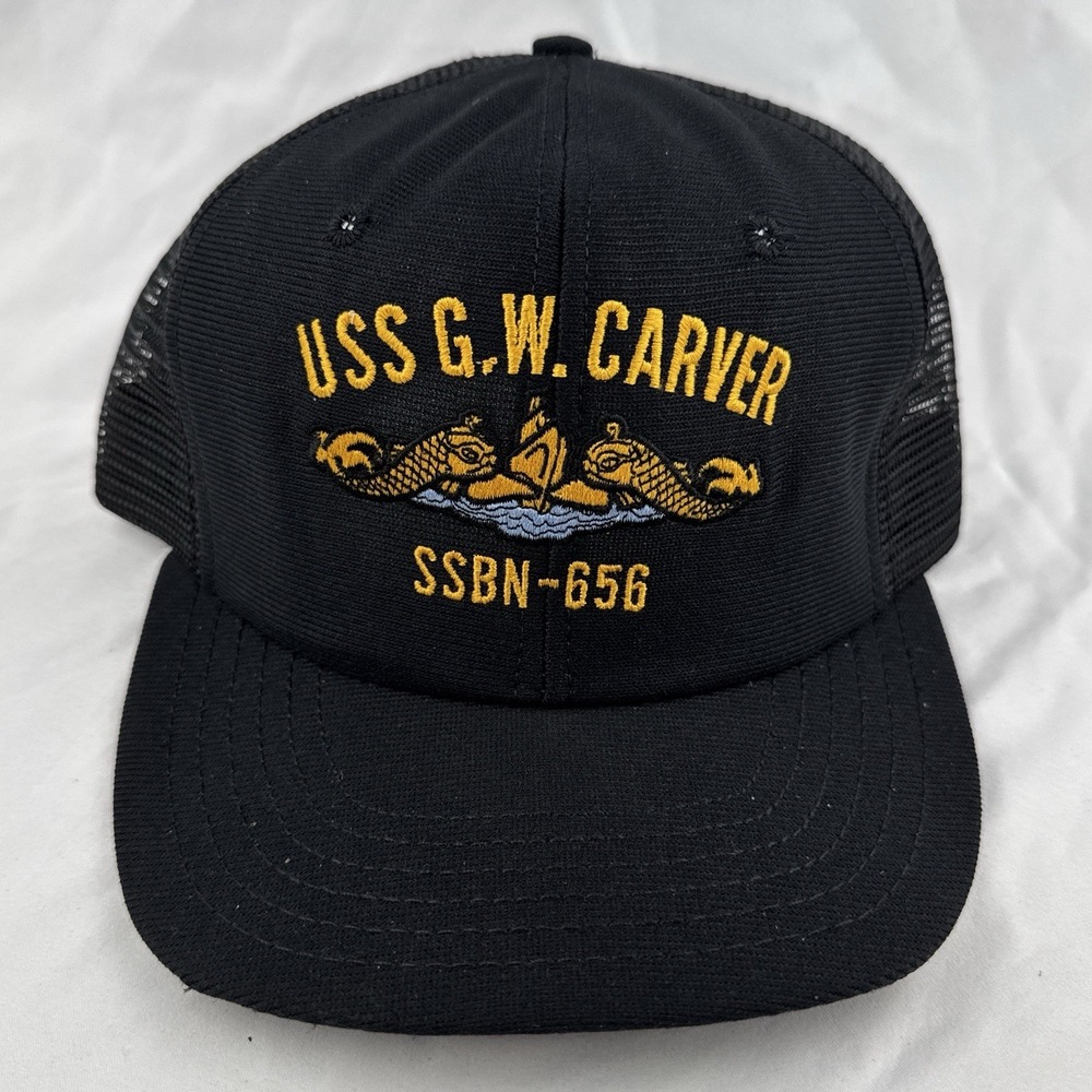 Vintage 80s USS George Washington Carver SSBN-656 DeLong Trucker Hat USA